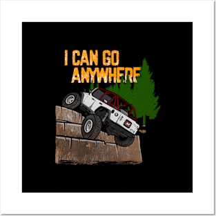 White Jeep Flex I Can Go Anywhere Posters and Art